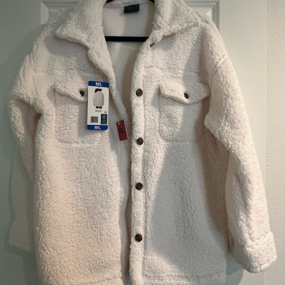 NWT 32Heat Cozy White Sherpa Jacket Sz M/L